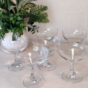 Set of 6 Vintage 1979 W. Germany European Clear Crystal Champagne Glasses 7.5 oz